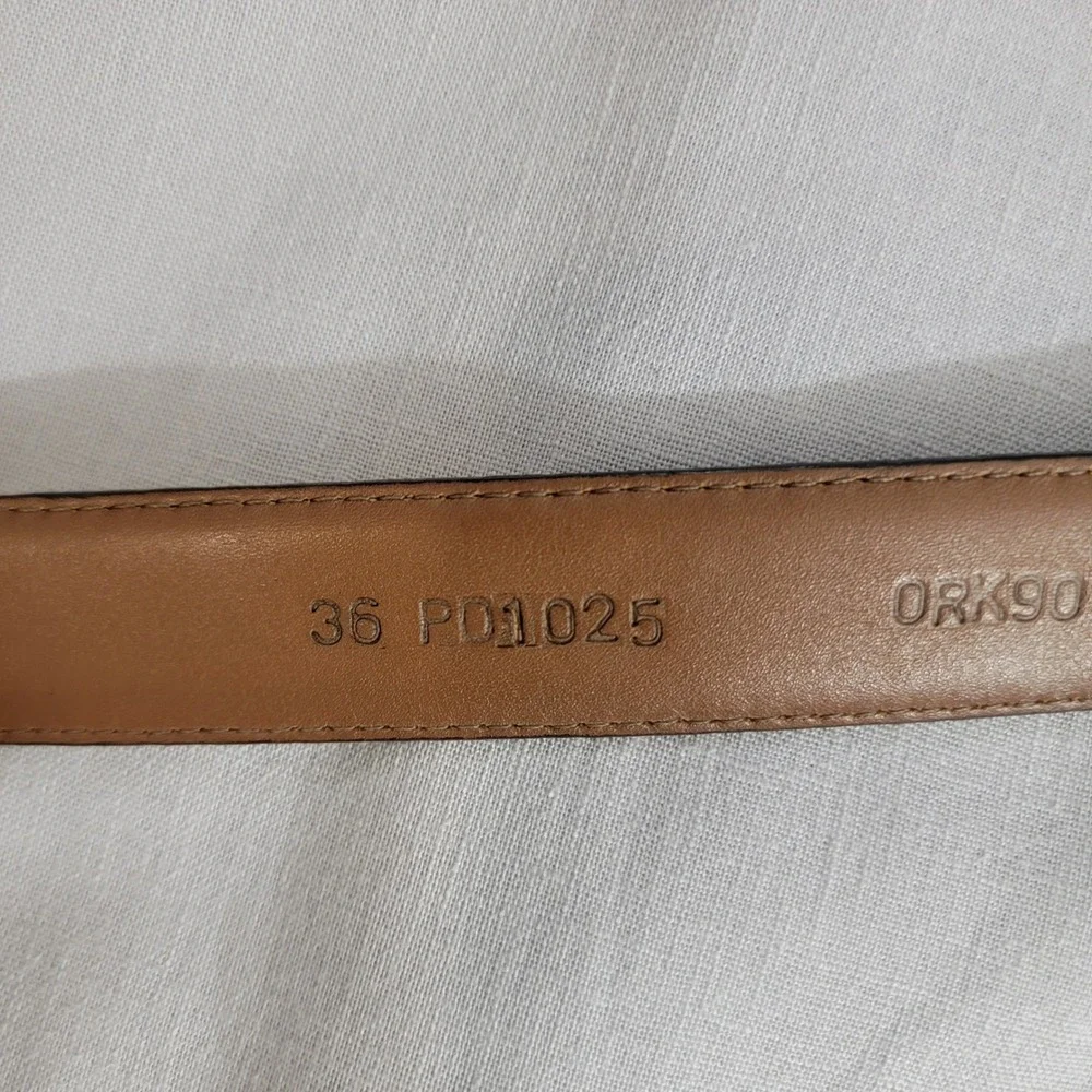 L.L. Bean Mens Brown Leather Belt Solid Brass‎ Buckle Size 36 Made in USA